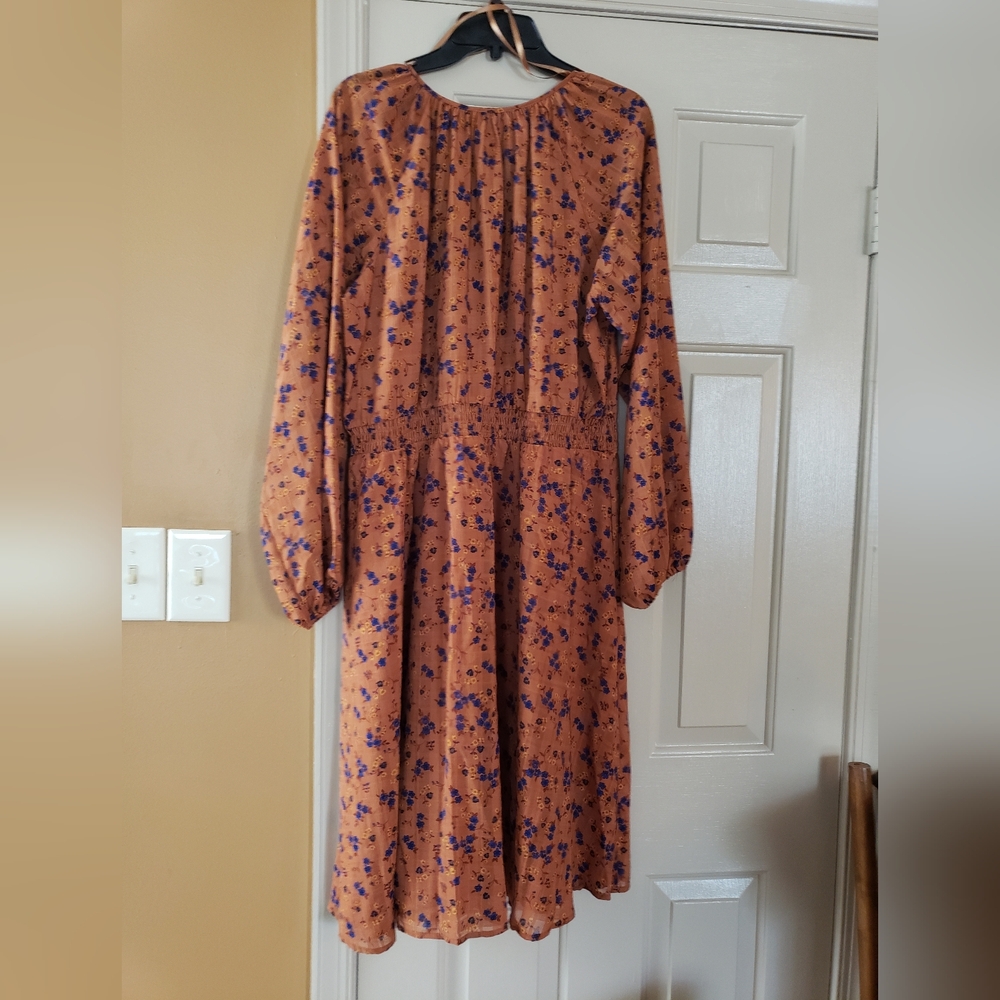 Draper James Brown and Blue Long Sleeve Sundress - Picture 4 of 11